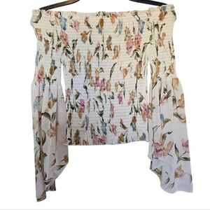 3/$15 Jly Floral Off Shoulder Smocked Crop Top Size Small